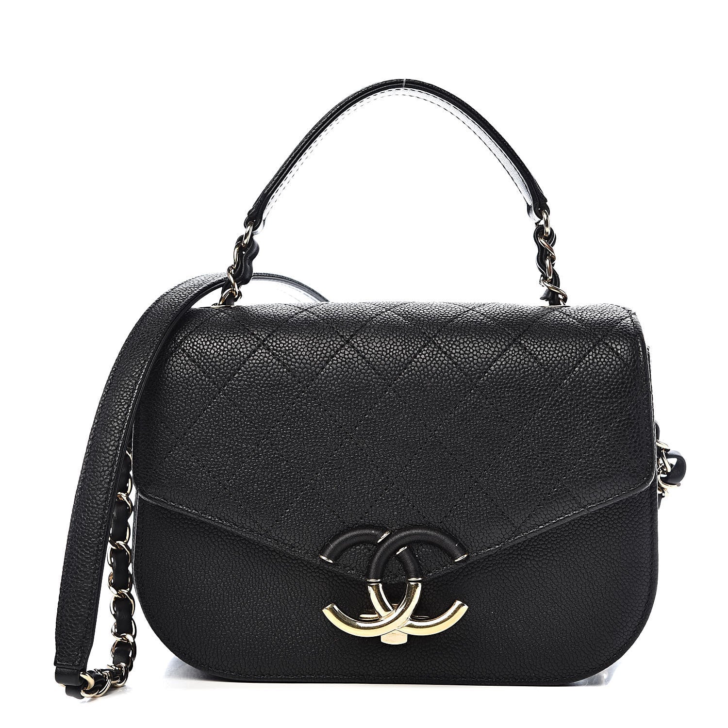 Chanel Grained Calfskin Quilted Small Cuba Top Handle Flap Black 1 of 14