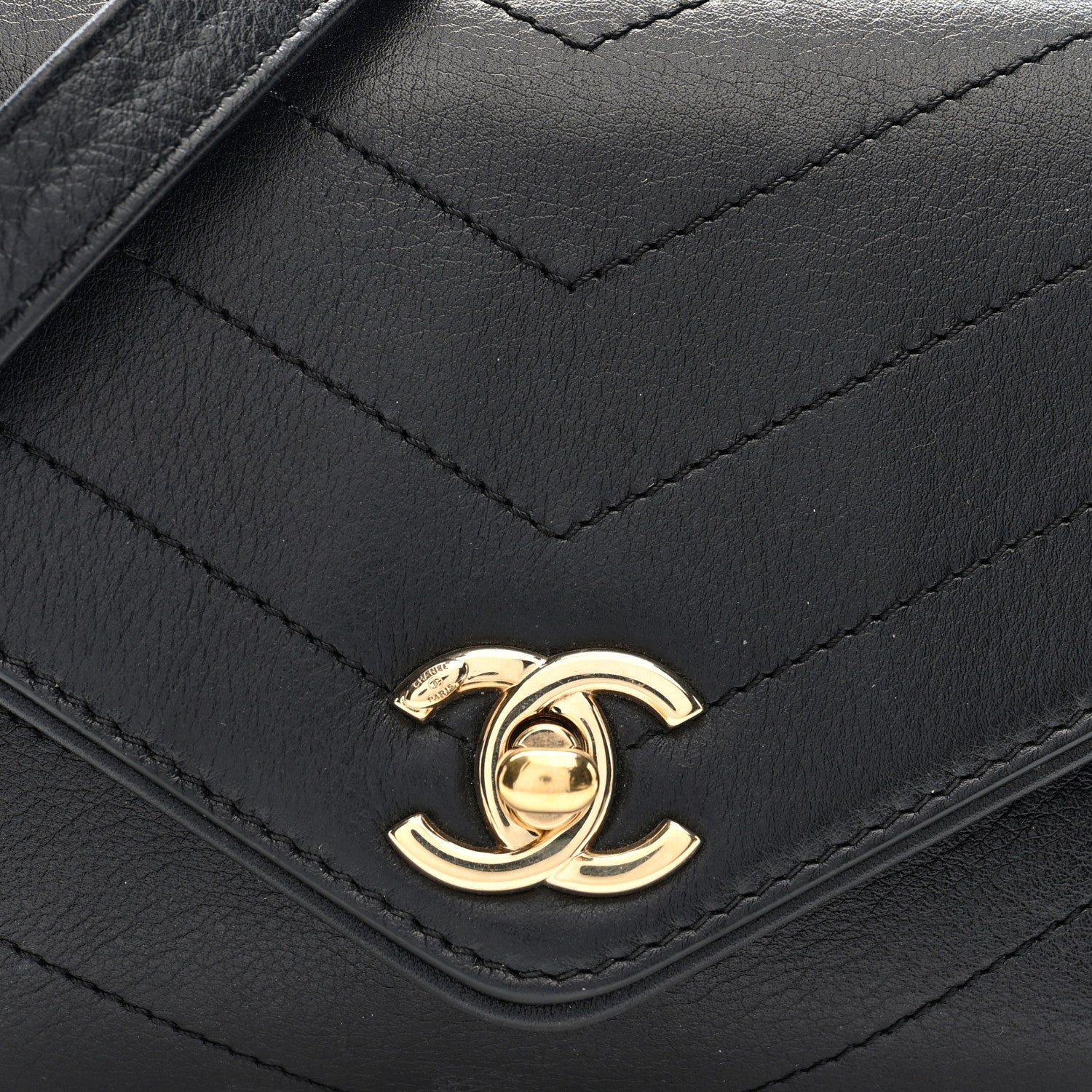 Chanel Calfskin Chevron Stitched Coco Waist Bag Black 8 of 10