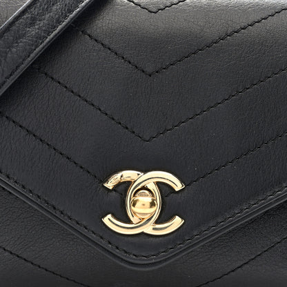 Chanel Calfskin Chevron Stitched Coco Waist Bag Black 8 of 10
