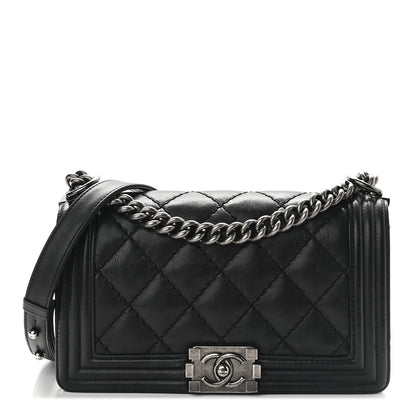 Chanel Calfskin Double Stitch Medium Boy Flap Black 1 of 9