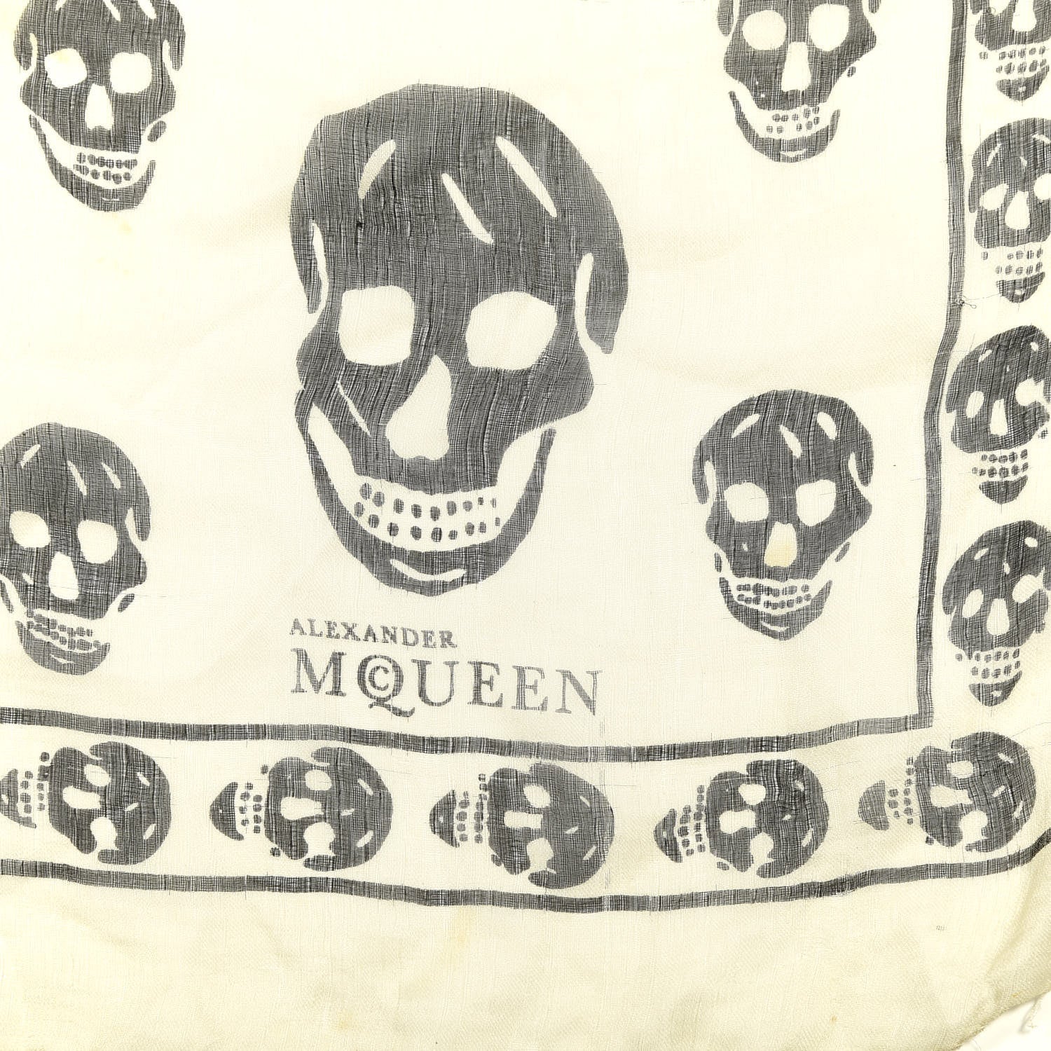 Alexander McQueen Silk Chiffon Skull Scarf Ivory Black 2 of 5