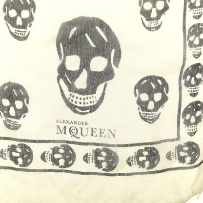 Alexander McQueen Silk Chiffon Skull Scarf Ivory Black 2 of 5