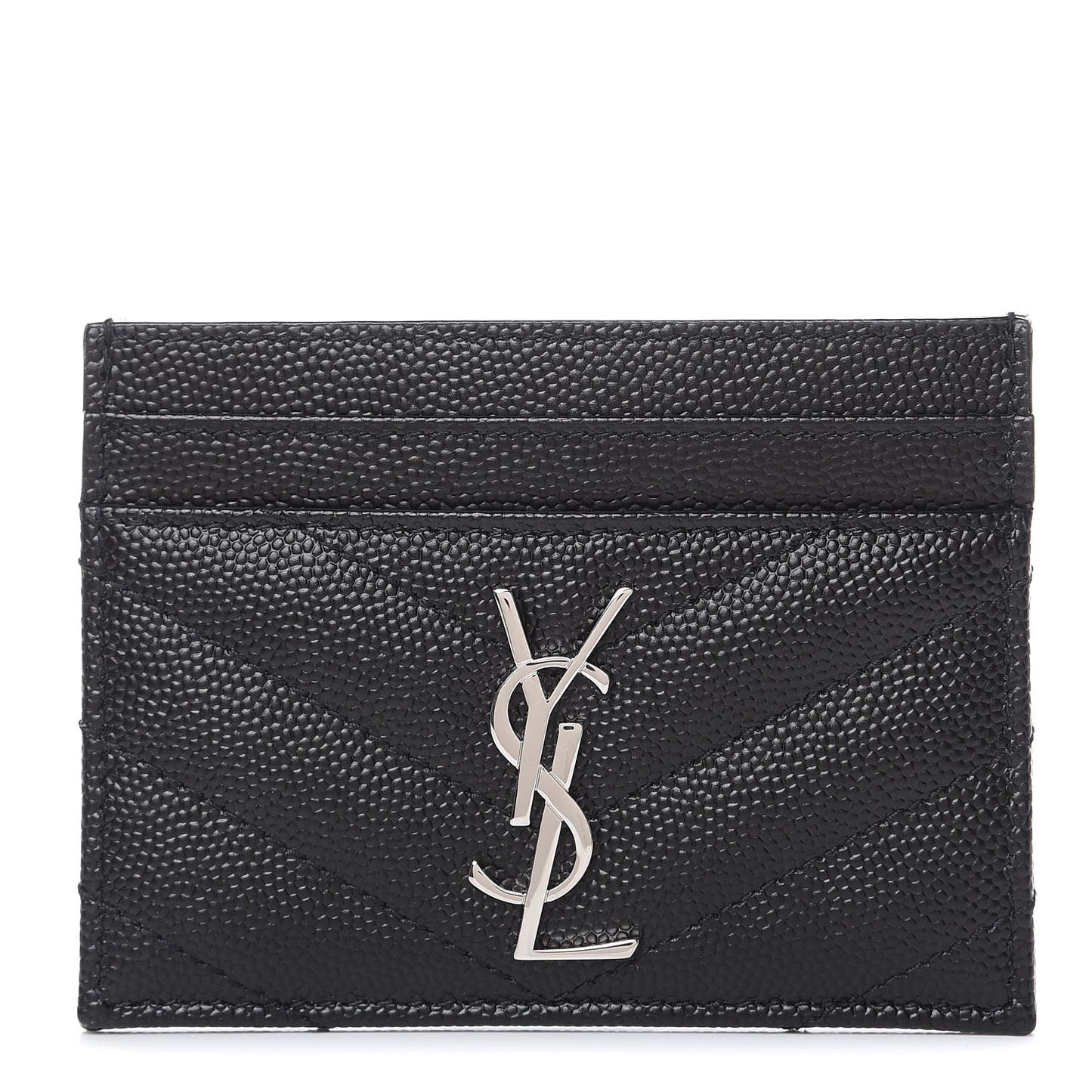 Grain De Poudre Matelasse Chevron Monogram Credit Card Case Black