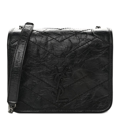 Saint Laurent Crinkled Calfskin Matelasse Monogram Niki Chain Wallet Black 1 of 10