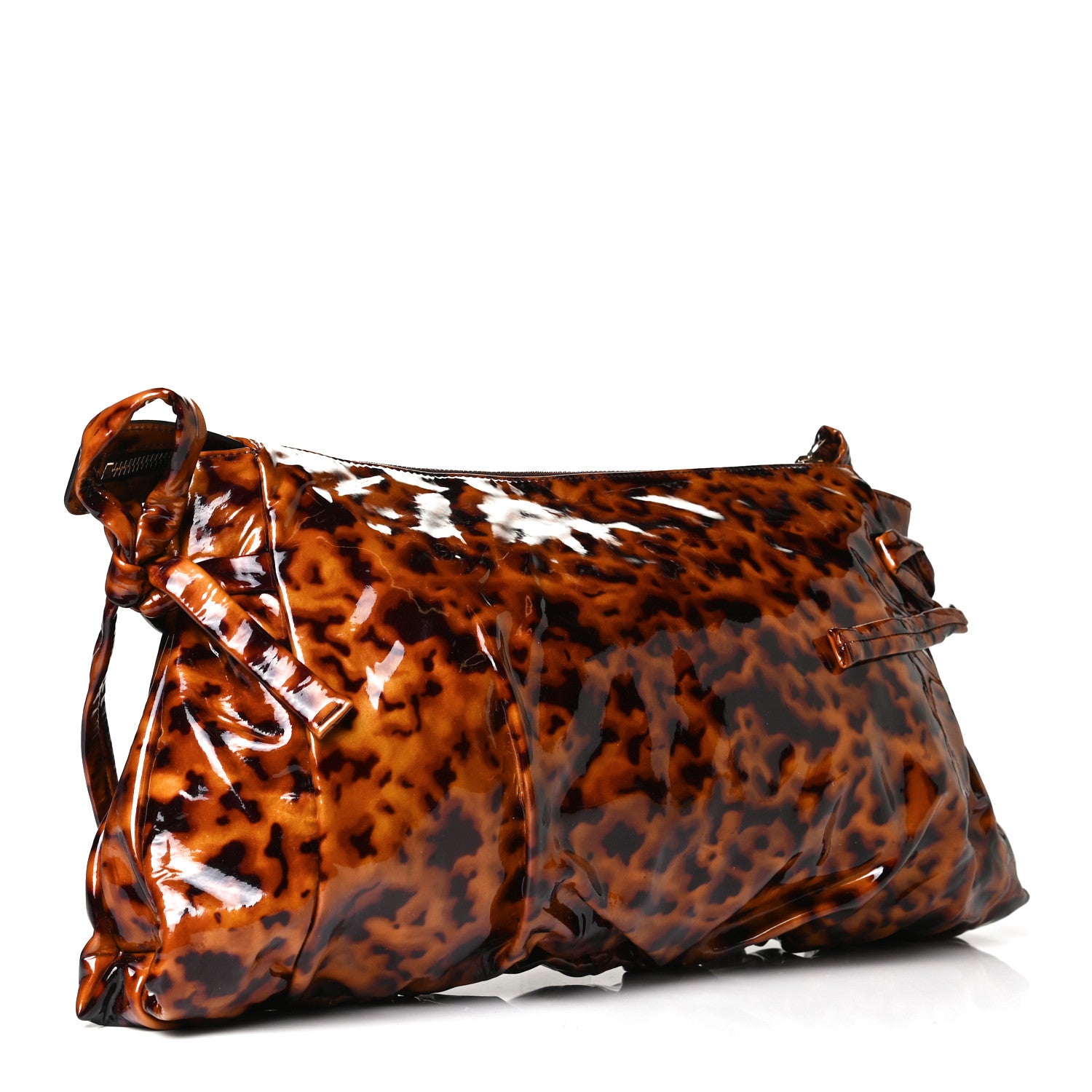 Gucci Patent Hysteria Large Clutch Tortoise Brown 2 of 9