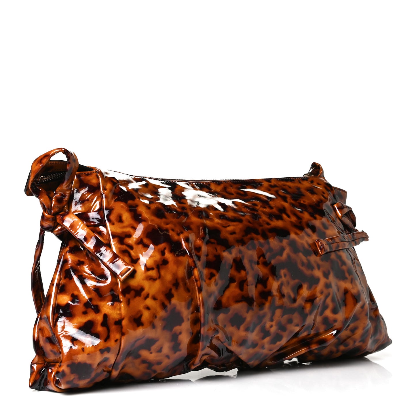 Patent Hysteria Large Clutch Tortoise Brown