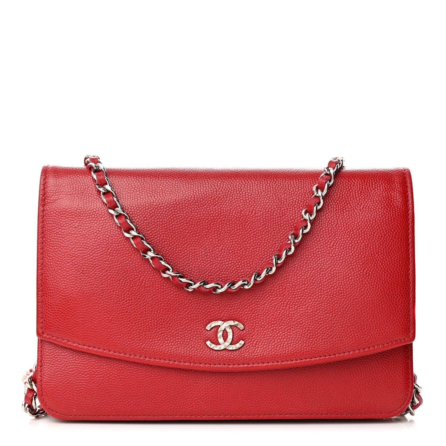 Chanel Caviar Sevruga Wallet on Chain WOC Red 1 of 15
