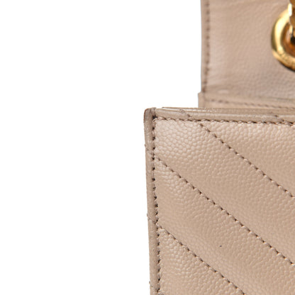 Saint Laurent Grain De Poudre Matelasse Chevron Large Monogram Satchel Beige 13 of 19