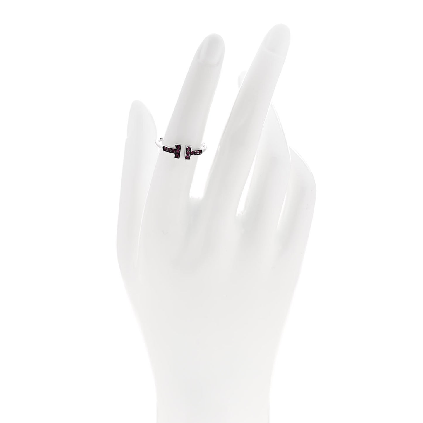 18K White Gold Ruby T Wire Ring 52 6