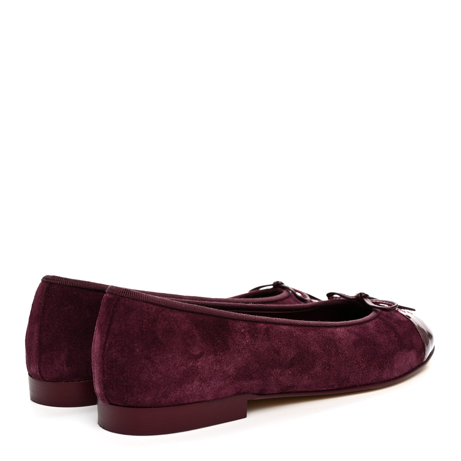 Chanel Suede Patent Calfskin Cap Toe CC Ballerina Flats 40 40 Burgundy 5 of 10