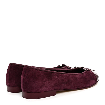 Chanel Suede Patent Calfskin Cap Toe CC Ballerina Flats 40 40 Burgundy 5 of 10