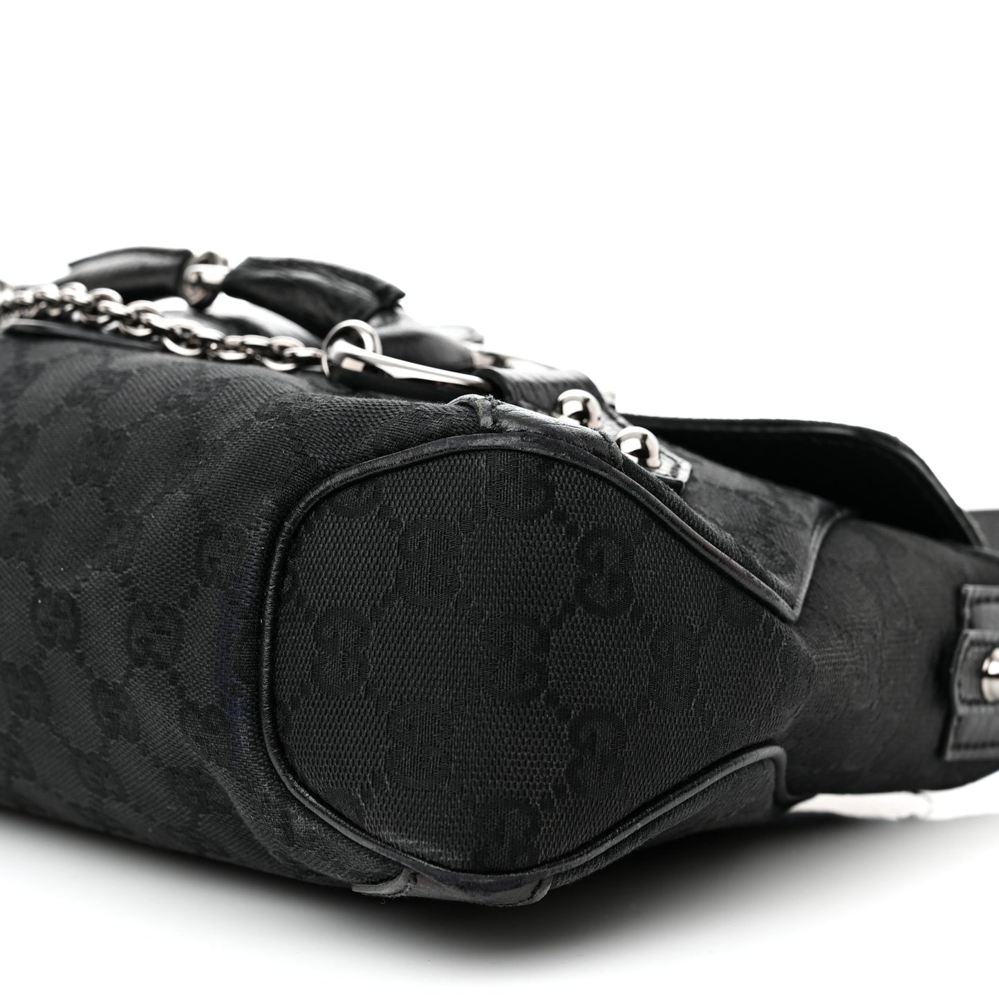 Monogram Horsebit Chain Flap Shoulder Bag Black