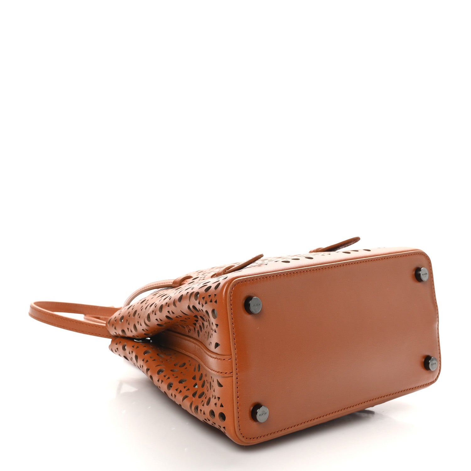Alaia Lux Calfskin Vienne Wave Mina 20 Bag Cognac 5 of 10