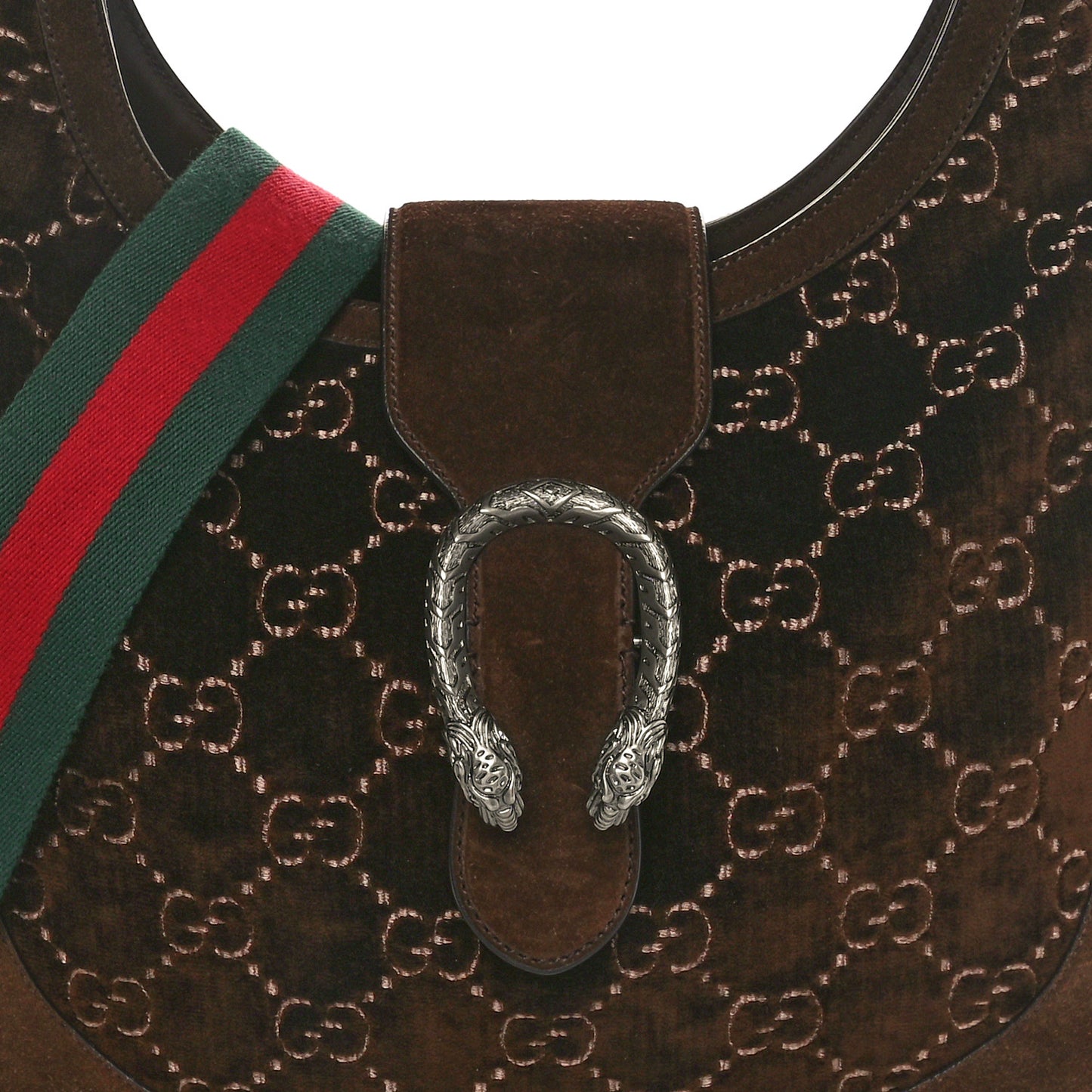 Velvet GG Monogram Web Medium Dionysus Hobo Brown