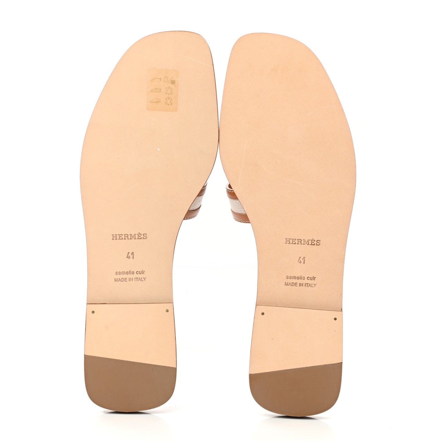 Calfskin Canvas Oran Sandals 41 Noisette Beige Dore