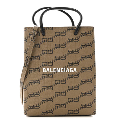 Balenciaga Coated Canvas BB Monogram Allover Logo Shopping Bag Beige Brown Black 1 of 11