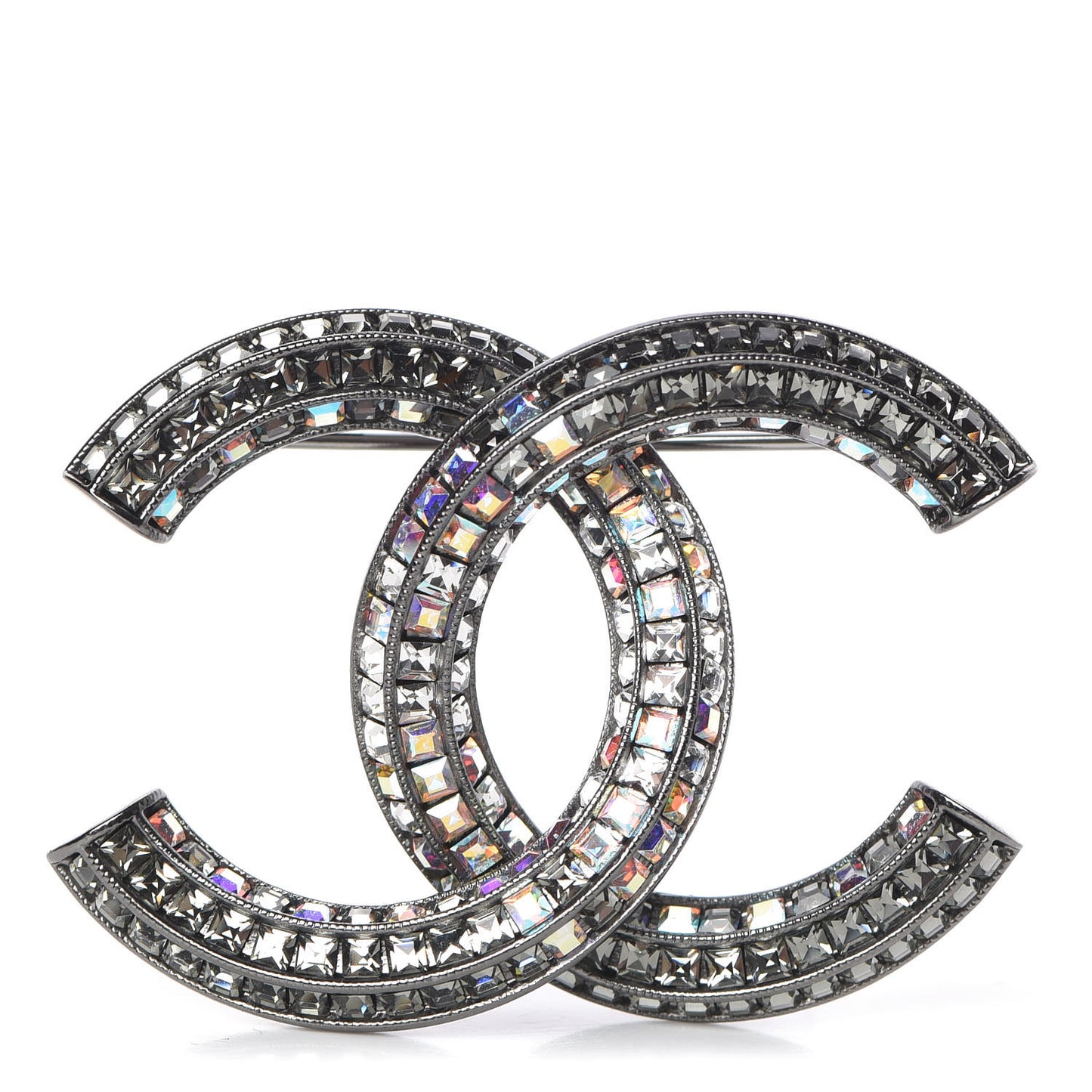 Ruthenium Crystal Baguette CC Brooch Multicolor