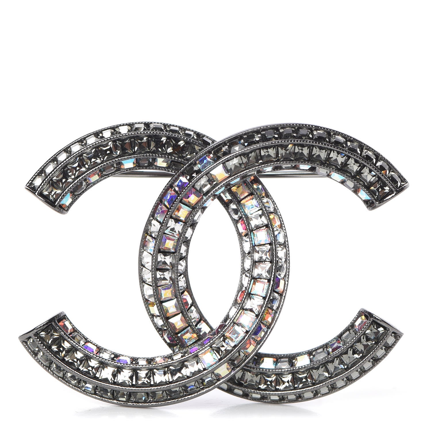Chanel Ruthenium Crystal Baguette CC Brooch Multicolor 1 of 5