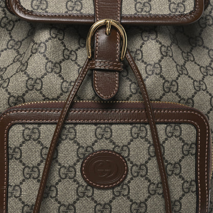 Gucci GG Supreme Monogram Azalea Calfskin Retro Interlocking G Buckle Backpack Beige Ebony Brown Sugar 8 of 13