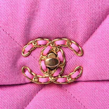 Chanel Denim Quilted Medium Chanel 19 Flap Neon Pink 9 of 10