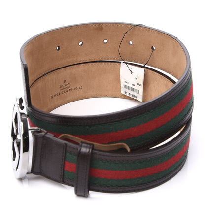 Gucci Calfskin Web Interlocking G Belt 80 32 Dark Brown 4 of 7