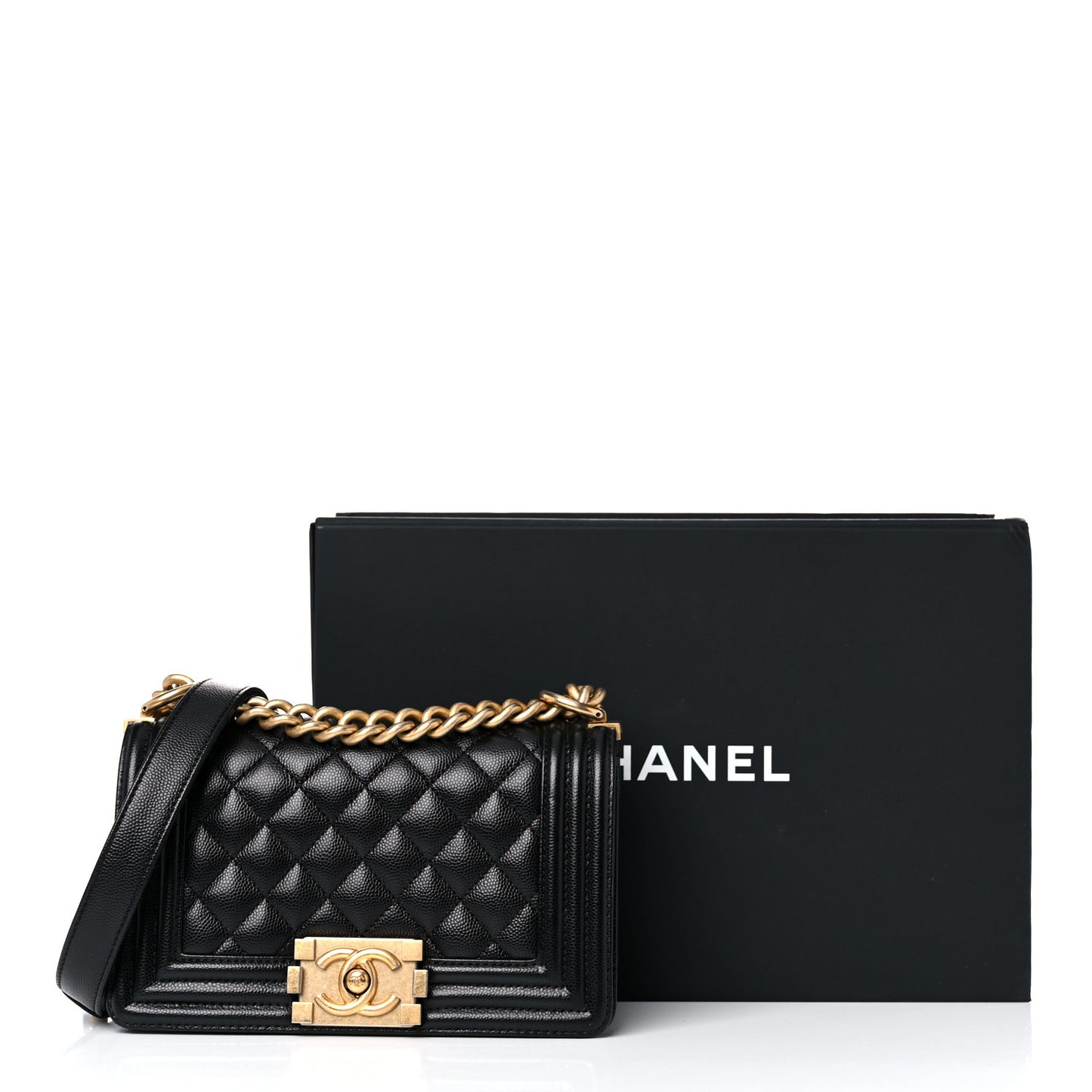 Caviar Quilted Small Boy Flap Black