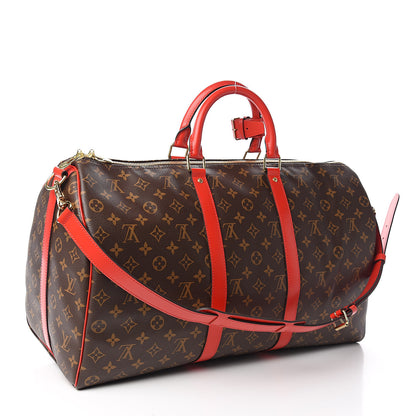 Louis Vuitton Calfskin Monogram Keepall Bandouliere 50 Coquelicot 3 of 10