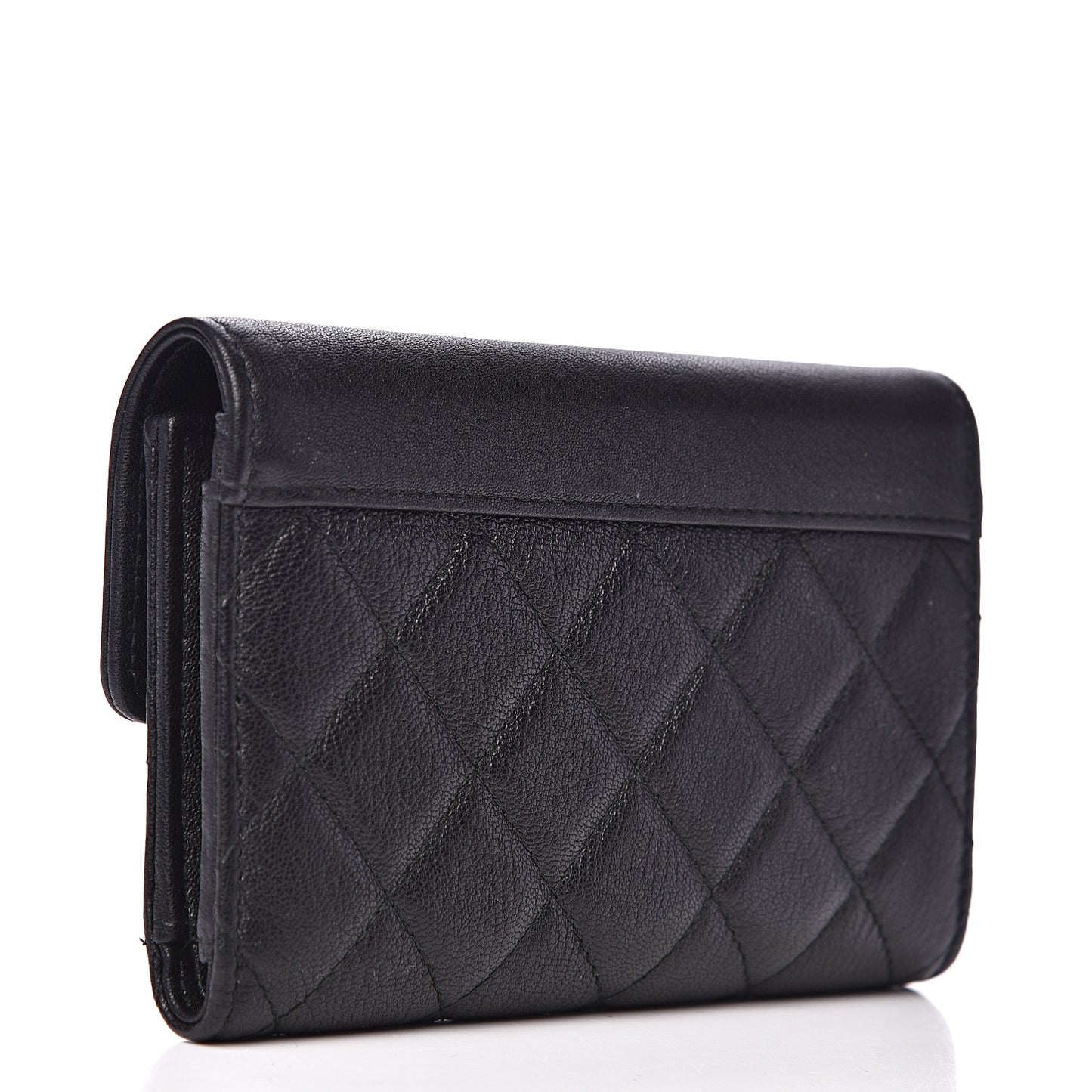 Lambskin Quilted CC Box Flap Wallet Black