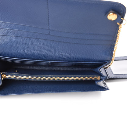 Prada Saffiano Metal Continental Flap Travel Wallet Bluette 5 of 11