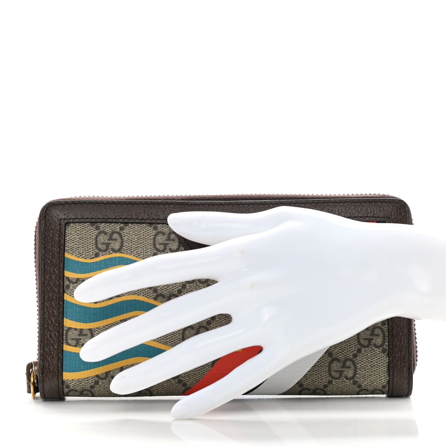 Gucci GG Supreme Monogram Equestrian Diana Zip Around Continental Wallet Beige Ebony Multicolor New Acero 2 of 8