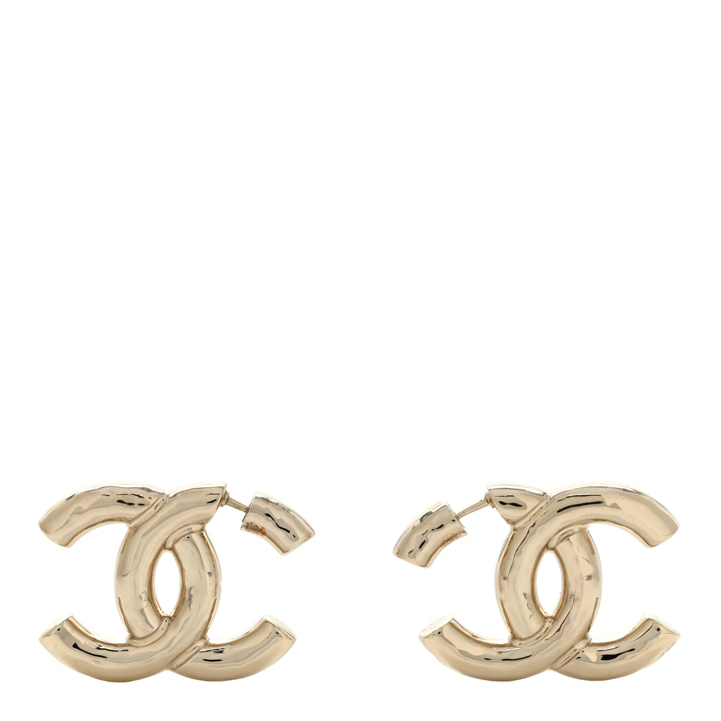 Metal Large CC Earrings Light Gold