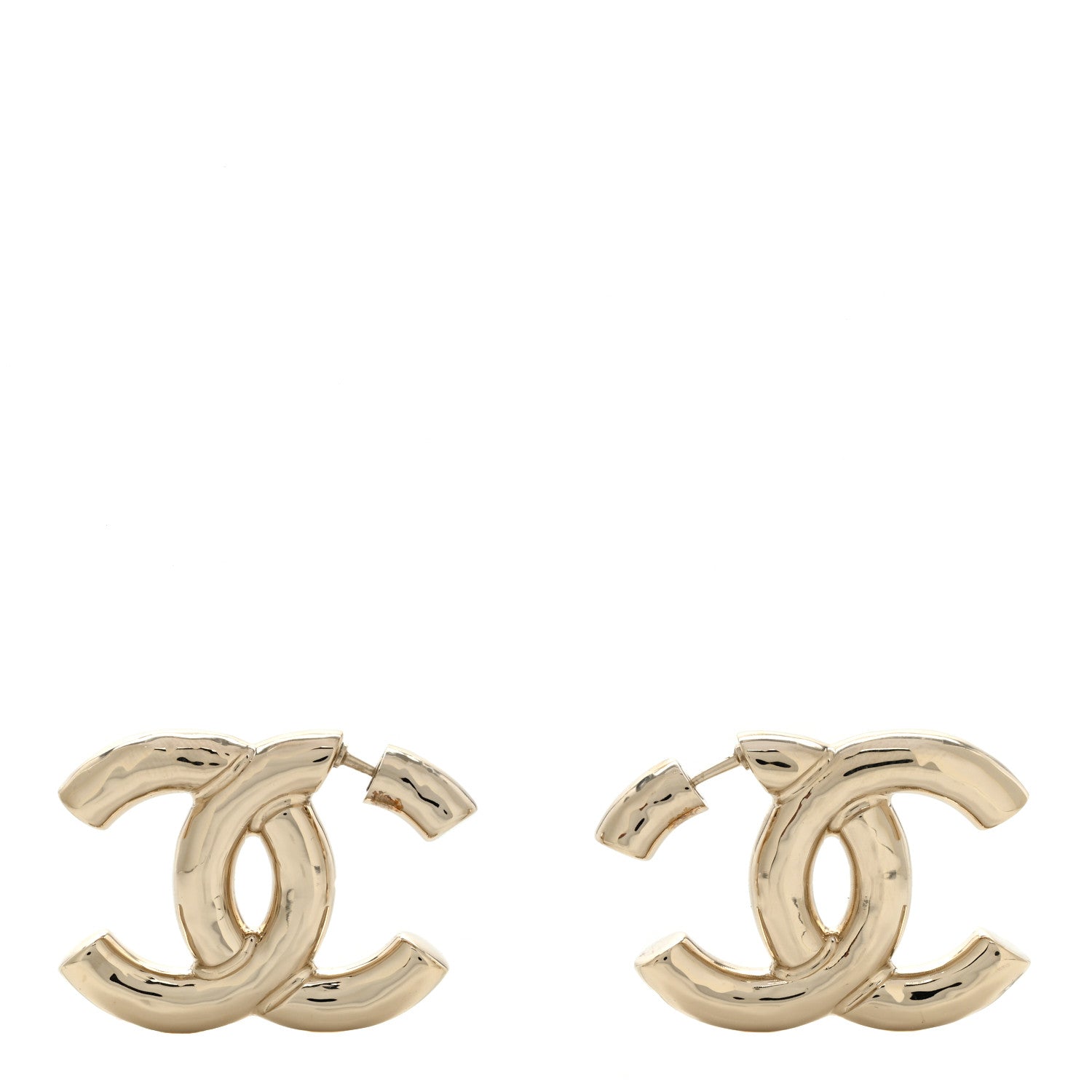 Chanel Metal Large CC Earrings Light Gold 1 of 4