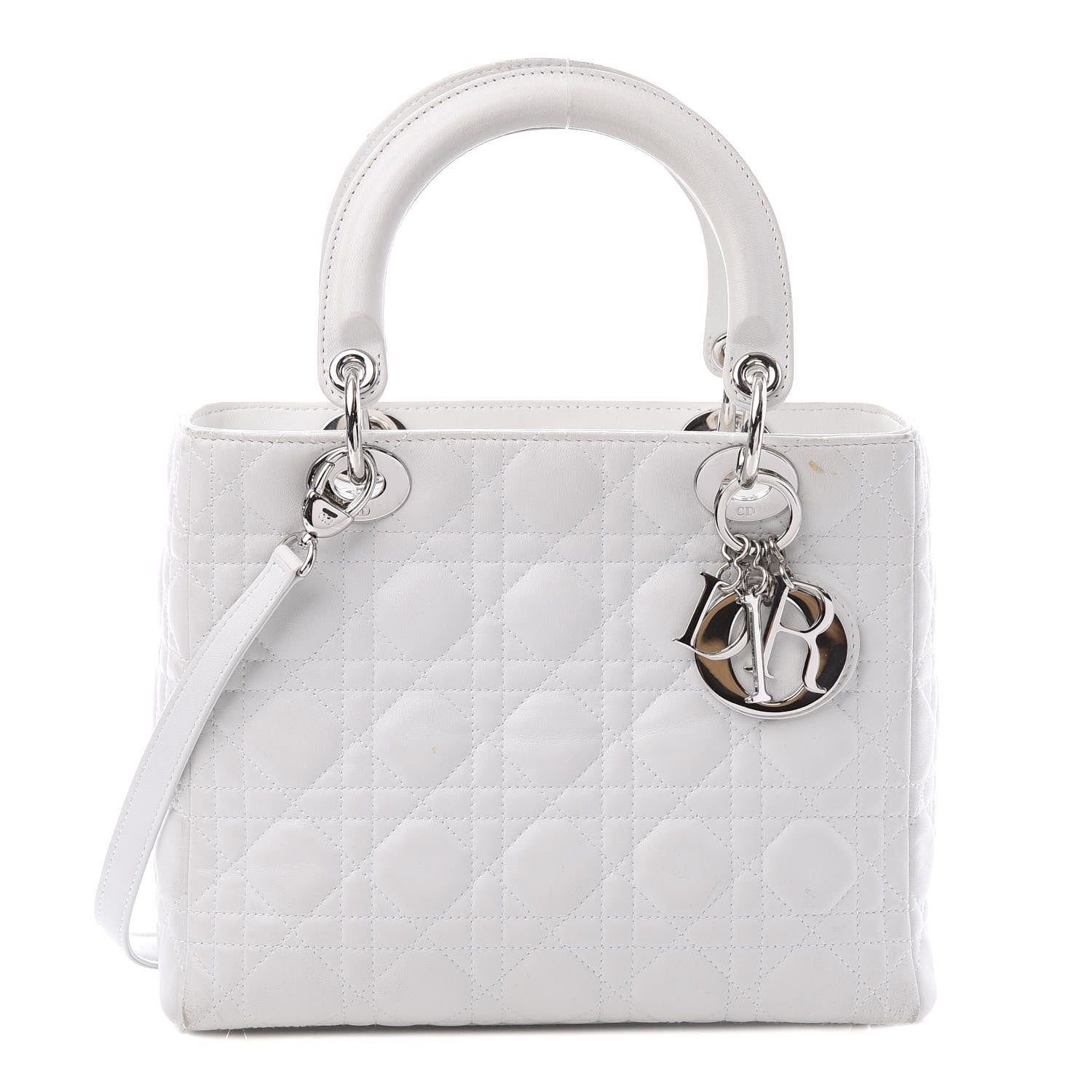 Christian Dior Lambskin Cannage Medium Lady Dior White 1 of 13