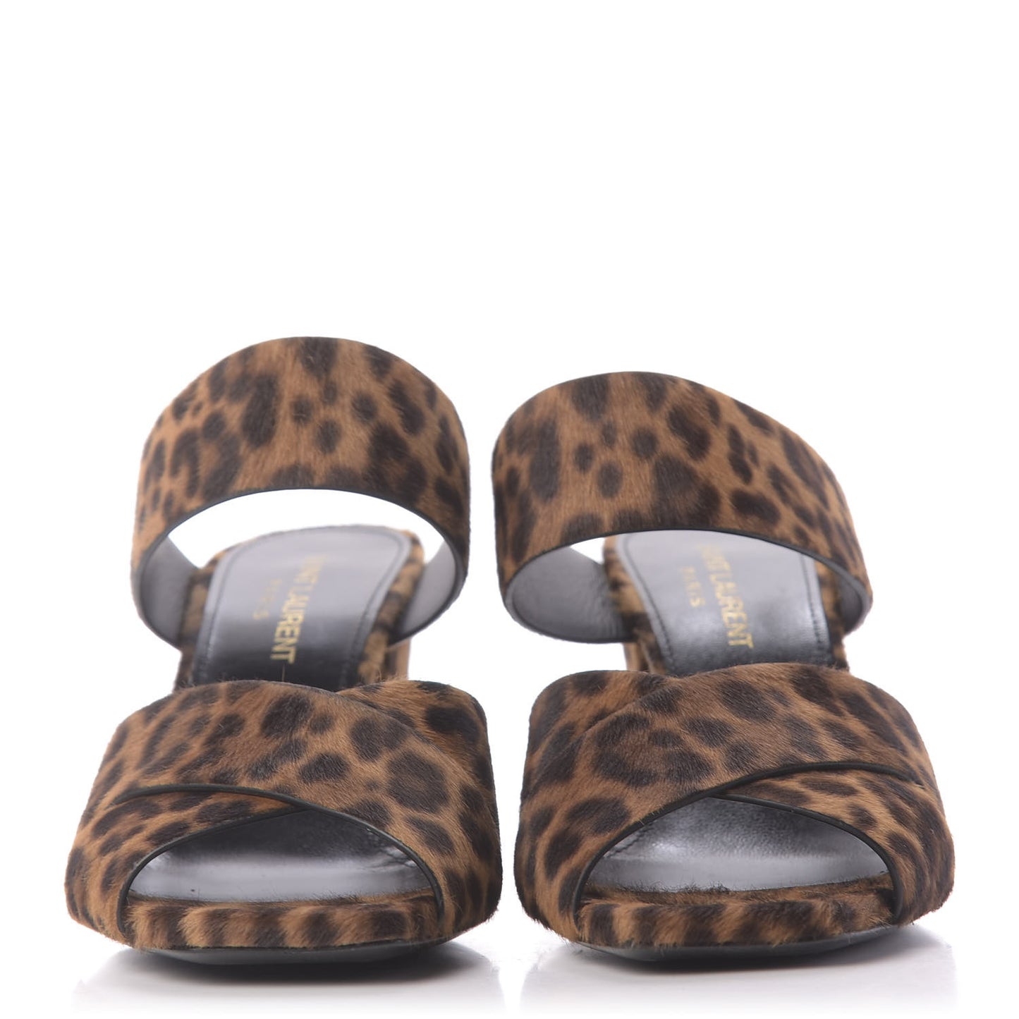 Ponyhair Leopard Print Oak 75 Ankle Strap Sandals 36.5 Brown