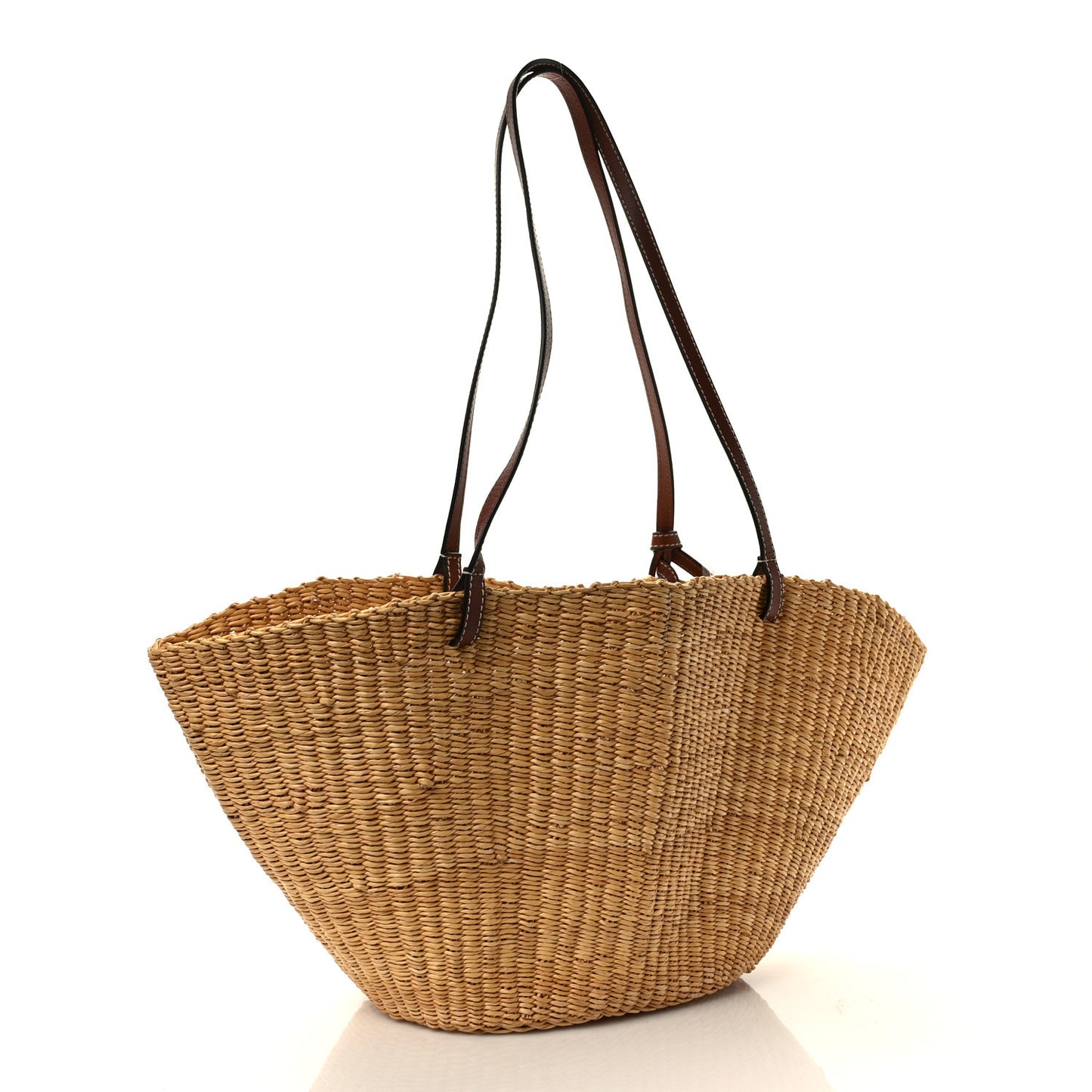 Calfskin Raffia Paulas Ibiza Small Basket Tote Bag Natural Tan
