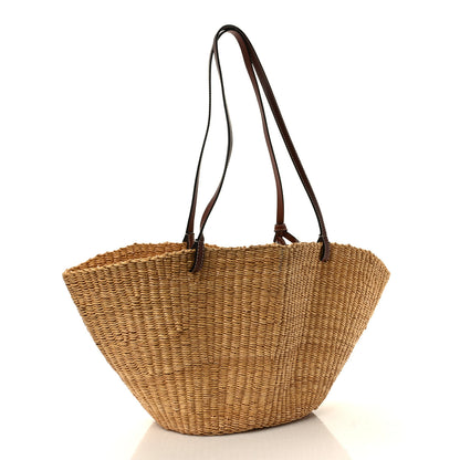 Loewe Calfskin Raffia Paulas Ibiza Small Basket Tote Bag Natural Tan 3 of 7