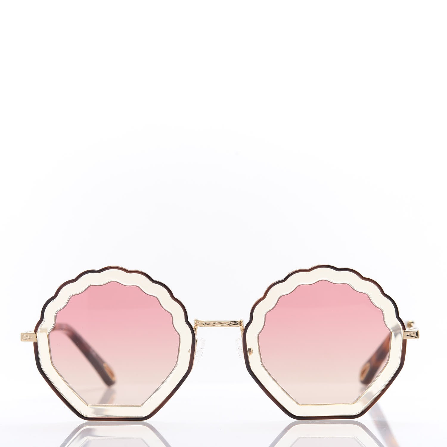 Chloe Scalloped Sunglasses CE147S Gold Pink 2 of 7