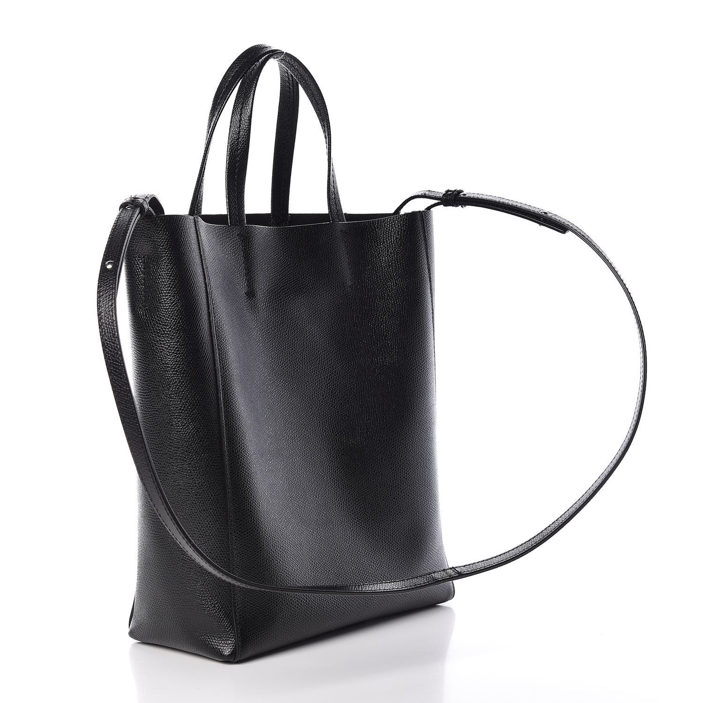 Grained Calfskin Small Vertical Cabas Black
