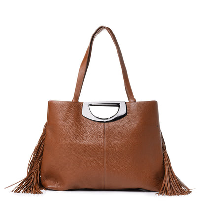 Christian Louboutin Grained Calfskin Passage Fringe Shopping Tote Brown 1 of 4