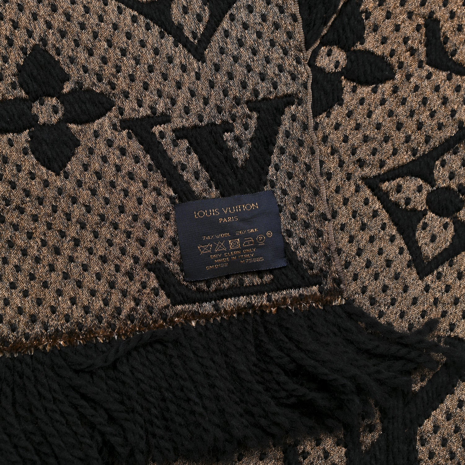 Louis Vuitton Wool Silk Monogram Giant Jungle Logomania Shine Scarf Black 4 of 4