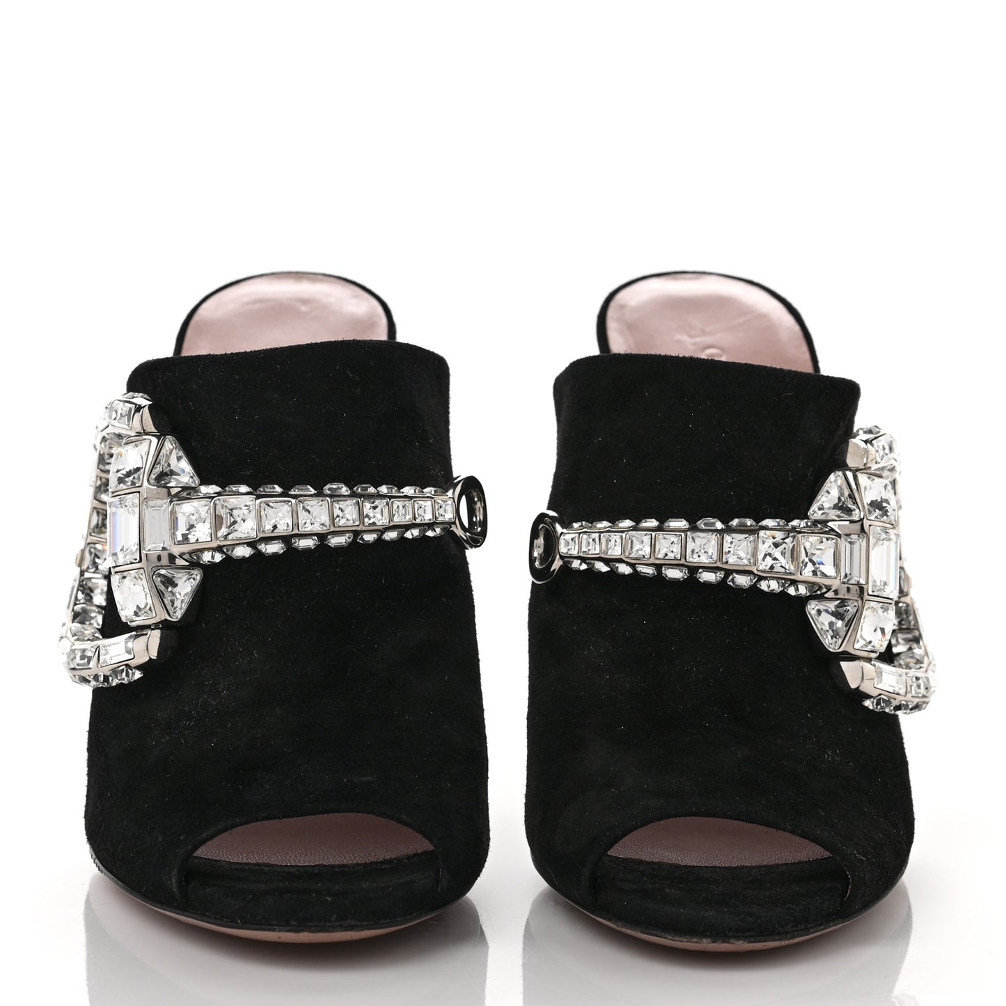 Suede Crystal Maxine Horsebit High Heel Slides 36.5 Black