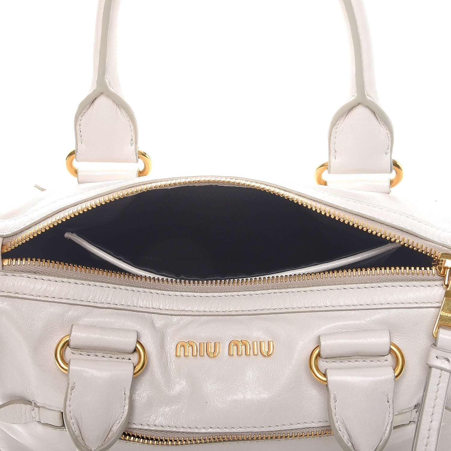 Miu Miu Vitello Shine Zip Tote Talco 7 of 14