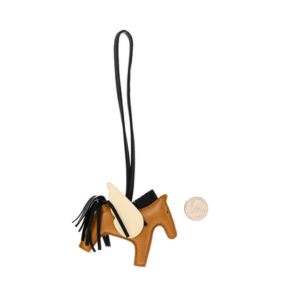 Hermes Milo Lambskin Grigri Rodeo Pegase Horse Bag Charm PM Sesame Black Nata 2 of 5
