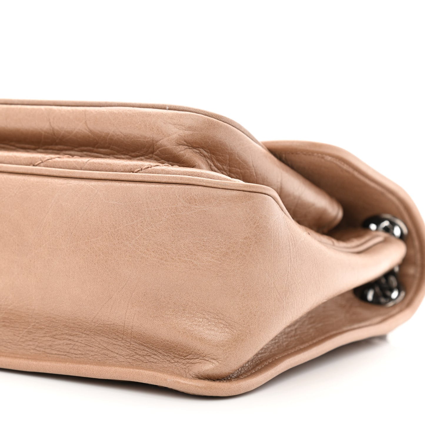 Crinkled Calfskin Matelasse Monogram Medium Niki Chain Satchel Dark Toffee