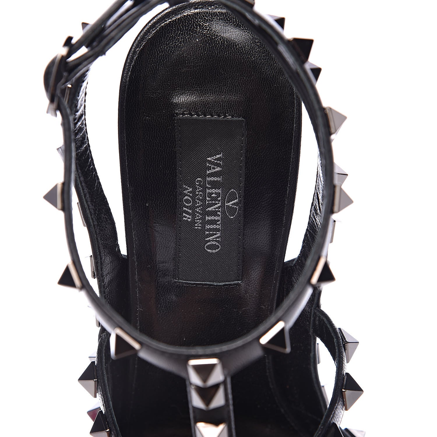 Valentino Garavani Nappa Rockstud Ankle Strap Pumps 38 Black 7 of 8
