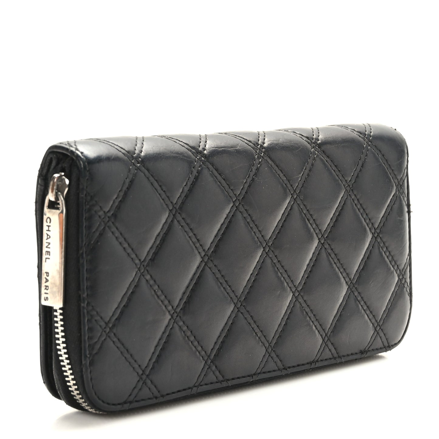 Aged Calfskin Quilted Paris New York PNY Wallet Black
