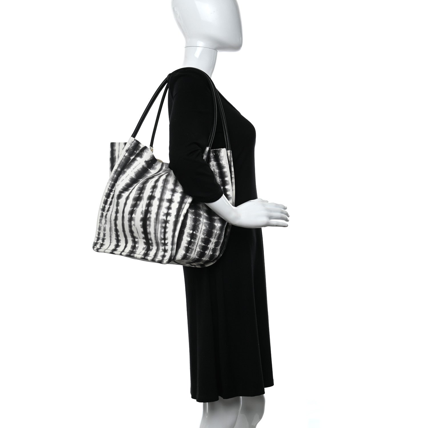 Proenza Schouler Grained Calfskin Large Tie Dye Tote Black White 2 of 9