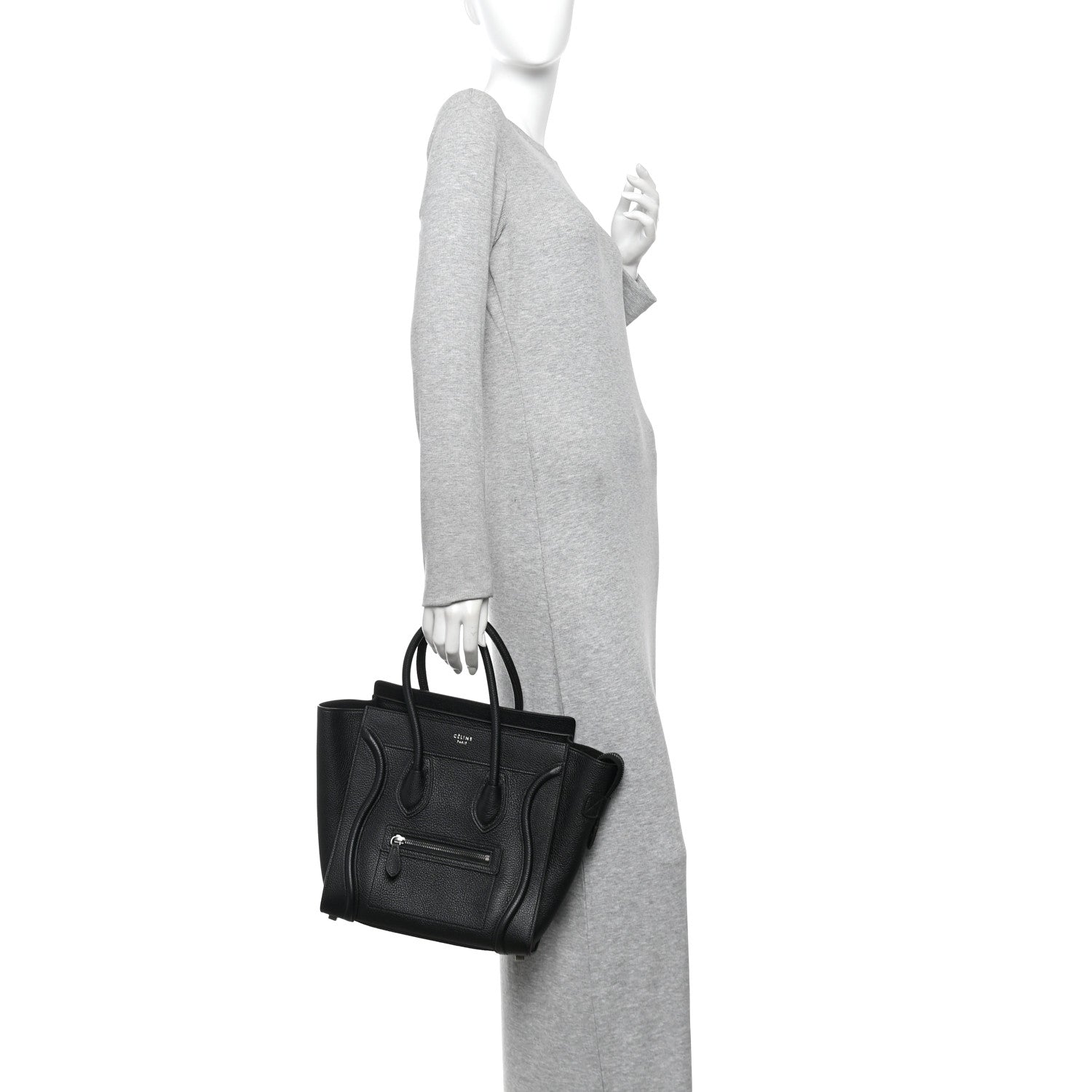 Celine Drummed Calfskin Micro Luggage Black 2 of 9