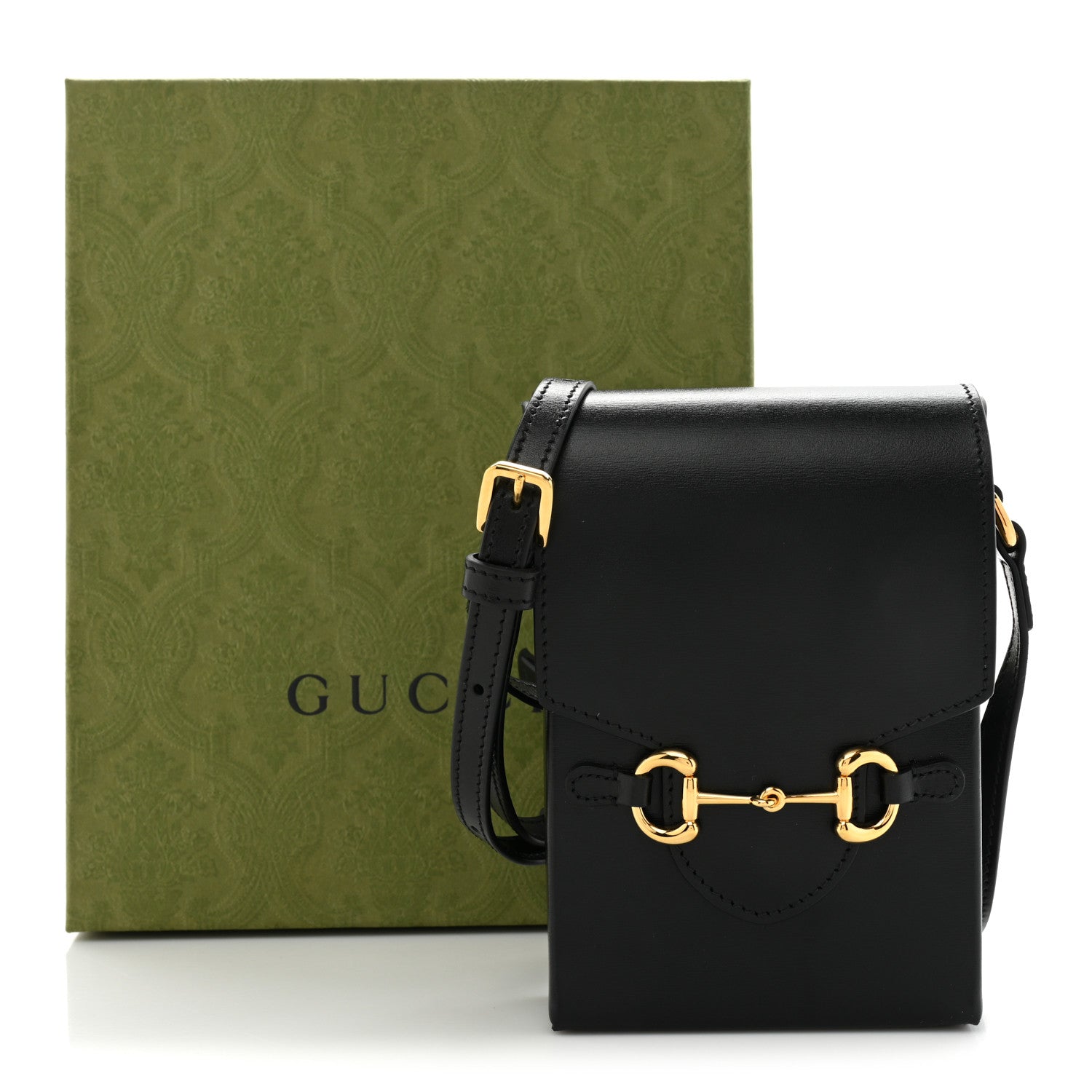 Gucci Boarded Plutone Calfskin Mini Horsebit 1955 Crossbody Bag Black 10 of 10
