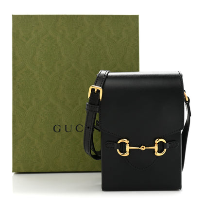 Gucci Boarded Plutone Calfskin Mini Horsebit 1955 Crossbody Bag Black 10 of 10